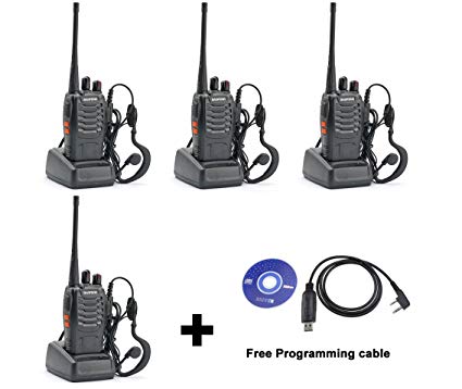 TOMSENN 4 Pack BaoFeng BF-888S Two-Way Ham Radio, UHF 400-470 MHz Portable Handheld FM Transceiver+Free USB Programming cable
