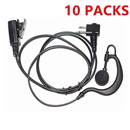 Caroo Advanced 2-Pin G Shape Police Earpiece Headset for Motorola Radio cls1110 cp200 cls1410 cls1413 cls1450 cls1450c etc(10PACKS)