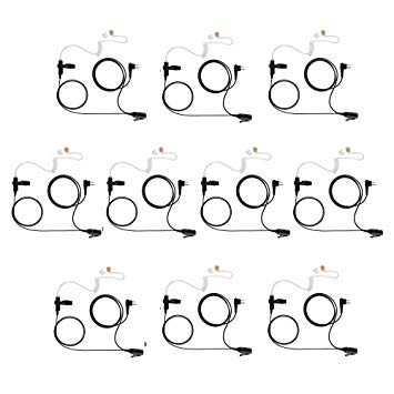 10 Pack Maxtop ASK2425-H1 1-Wire Clear Coil Surveillance Kit Earphone for Hytera TC-500 TC-508 TC-518...