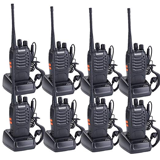 Walkie Talkies for Adults Rechargeable Wireless Walkie Talkies Long Range Two Way Radios with Earpiece Built-In LED Flashlight Li-ion Battery and Charger included(Pack of 8)