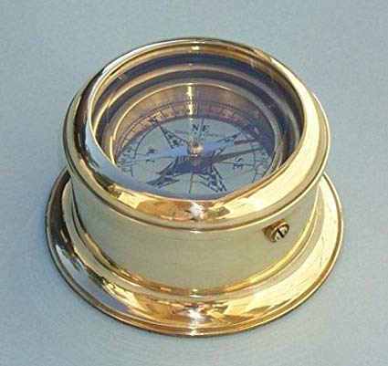 Round Gimbaled Brass Desk Compass