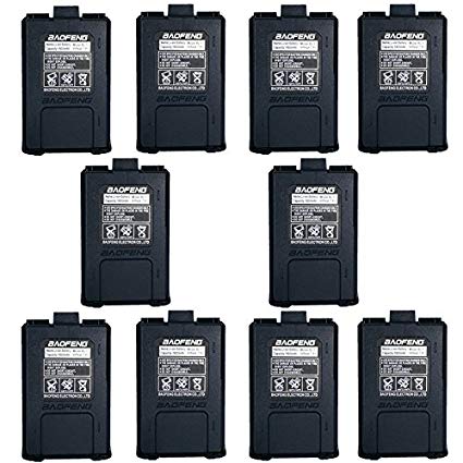 10pcs BAOFENG 7.4V 1800mAh Li-ion Battery For Baofeng Walkie Talkie DM-5R UV-5R UV-5RE BF-F8HP UV-5R V2+ Plus UV-5RTP Series Two Way Radio (10, Black)