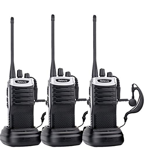 Retevis RT7 Walkie Talkies USB Charger 16 CH UHF 400-470MHz FM Radio VOX Scan Rechargeable Two Way Radio( Black Silver Side,3 Pack)