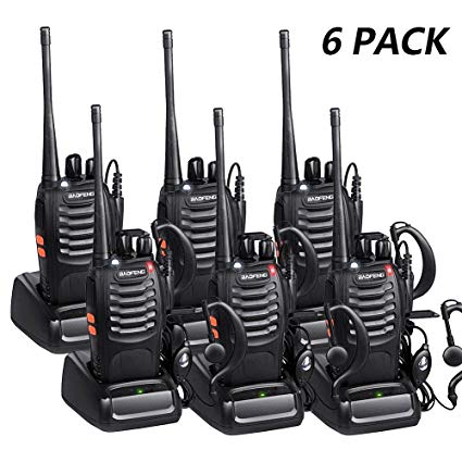 BaoFeng Bf-888s VHF Radios Walkie Talkies Long Range With Earpiece Mic Antenna Handheld Two Way Radio 5W Rechargeable 2 Way Radio UHF Ham Transceiver With Headsets Microphone(6 Pack