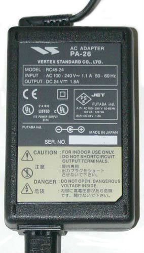 Yaesu Original PA-26B AC Adapter for the CD-24 which charges the FNB-78 * CD-24 & FNB-78 Not included *