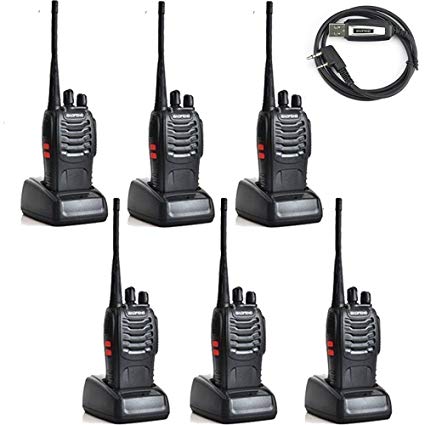 Z ZTDM Baofeng BF-888S 5W 1500mAh 16 Channel Handheld Walkie Talkie Black+ A USB Programming Cable (6 Pack)