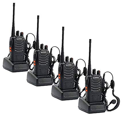 Sunreal Walkie Talkies 4pcs UHF 400-470Mhz Rechargeable Long Range Portable Handheld Two Way Radio CTCSS DCS with LED Light for Camping Hiking Hunting Travelling