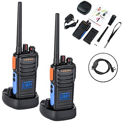 Two Way Radio with Hidden Display LSENG T-328 UHF Analog Walkie Talkie with 1 PC USB Programming Cable (Pack of 2)