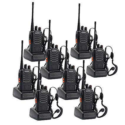 Walkie Talkies Rechargeable Long Range Two Way Radio CTCSS/DCS Built in LED Torch with Original Earpiece for Adults (Pack of 8)