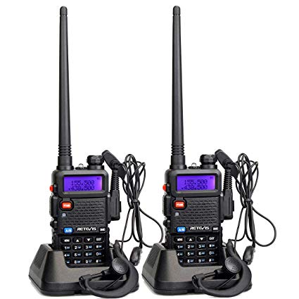 Retevis RT-5R 2 Way Radio 5W 128CH UHF/VHF 136-174/400-520 MHz Dual Band Dual Standby DTMF/CTCSS/DCS FM Ham Radio (2 Pack)