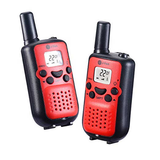 Walkie talkies for kids J-TOO Easy to use 22 Channel FRS/GMRS Two Way Radio 5 Mile Rang 2 Pack (Red)