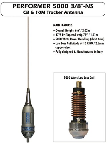 Sirio Performer 5000 3/8 NS 10m & CB Mobile 3/8 Trucker Antenna (No Shaft)