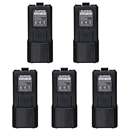 5pcs Original Baofeng 3800mAh Li-ion Battery High Capacity Big Spare Battery For Baofeng Walkie Talkie UV-5R UV-5RA -UV5RB UV-5RC UV-5RE Serie (5, Black)