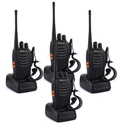 Retevis H-777 Two Way Radio UHF 400-470MHz 16CH Flashlight Walkie Talkies with Earpiece(4 Pack)