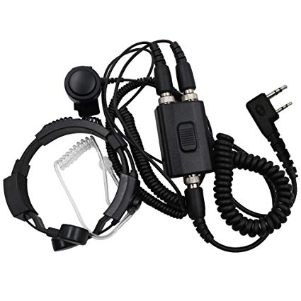 Tenq Professional Tactique Military Police FBI Flexible Throat Mic Microphone Covert Acoustic Tube Earpiece Headset With Finger PTT for Kenwood Pro-Talk XLS TK Two Way Radio 2pin