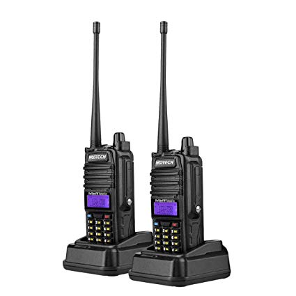 2-Pack NKTECH UV-7RX Tri-Power High/Mid/Low 5W 3W 1W IP57 Waterproof Dustproof VHF UHF Dual Band Two Way Radio Walkie Talkie Transceiver Power by 1800mAh 7.4V Li-ion Batteries Accessories