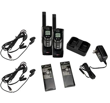 (2) COBRA CXR925 35 Mile 22 Ch Two Way Radios Walkie Talkies + Earbud & Mic Sets