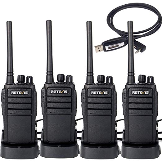 Retevis RT21 Two Way Radio Rechargeable 16 Channels FRS License-Free Walkie Talkies(4 Pack) with Programming Cable