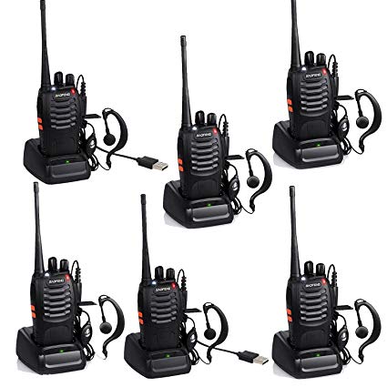 Baofeng BF-888S USB Charger Rechargeable Walkie Talkies Long Distance Walkie Talkie Long Range 2 Way Radios Frequency UHF 400-470MHz with Earpiece and Mic Set 6 Pack