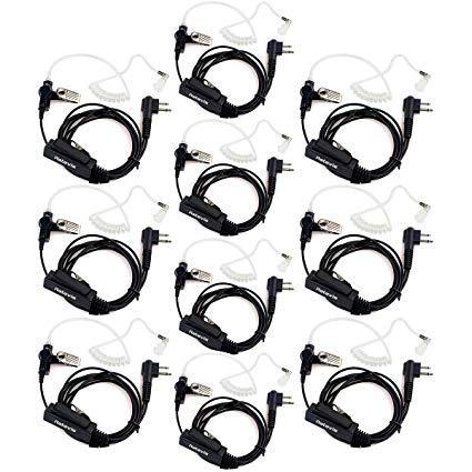 Retevis 2 Pin Walkie Talkies Earpiece for Motorola Radio CP200 PR400 CLS1110 CLS1410 GP300 GP2000 P1225 2 Way Radio (10 Pack)