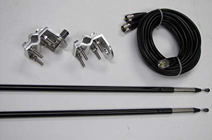 Dual Sirio Twin-Log 3000 Watt CB Antenna kit, (2)Twin-Log 5 Ft Antennas 18FT DUAL COAX, BRACKETS & Studs