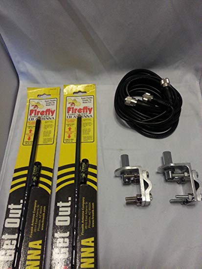 Err 2 Firestik Fl4 B, Fl4b, Black Cb Antennas, 12ft Dual Cophase Coax, Brackets and Studs Combo