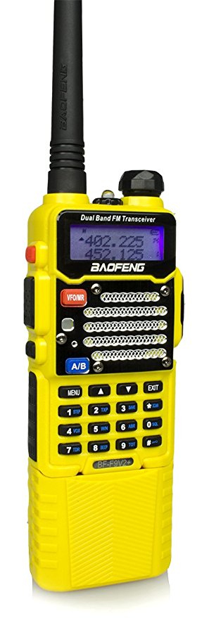 Baofeng Yellow BF-F9 V2+ HP 8Watt Tri-Power (1/4/8w) w/3800mah Extended Battery (USA Warranty) Dual-Band 136-174/400-520 MHz FM Ham Two-way Radio Transceiver