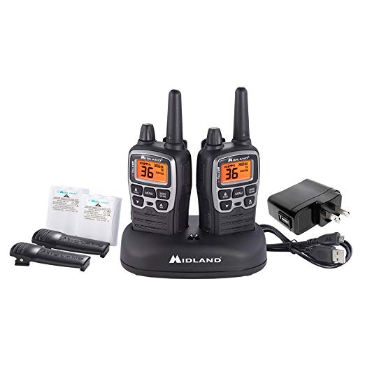 Midland - X-TALKER T71VP3, 36 Channel FRS Two-Way Radio - Up to 38 Mile Range Walkie Talkie, 121 Privacy Codes, NOAA Weather Scan + Alert (Pair Pack) (Black/Silver)