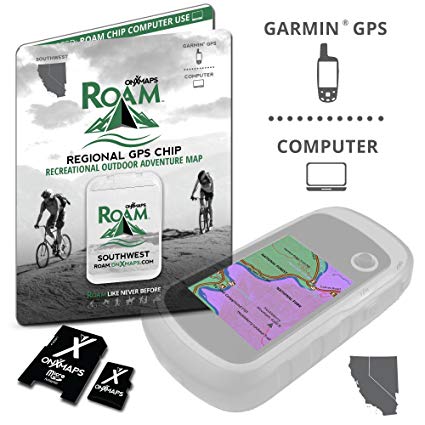 onXmaps ROAM Southwest: Digital Recreation Map for Garmin GPS - Color Coded Land Ownership - 24k Topo - Roads and Trails - Covers California and Nevada