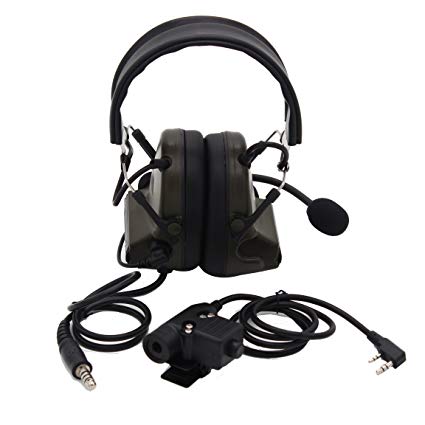 Awen+® Z Tactical H50 Electronic Sound Pickup Headset Noise Reduction IPSC Hunting Headset with U94 Style PTT for Kenwood 2 Pin Two Way Radio BaoFeng UV-5R UV-82 BF-888S BF-F8HP PuXing PX-888K